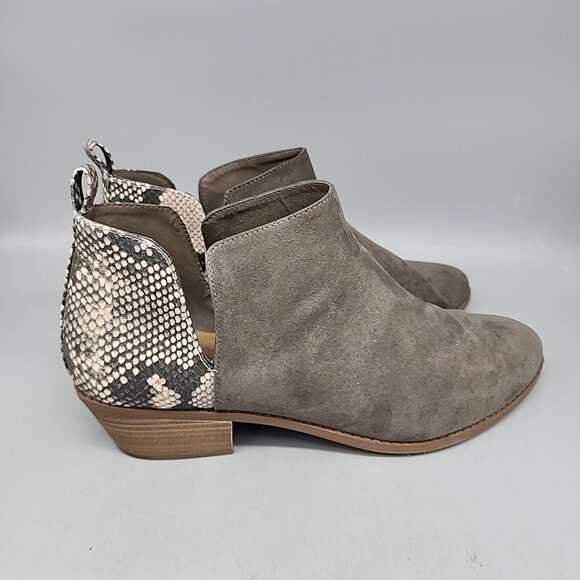 lane bryant Snake Suede Booties Size 11 Slip On Beige Shoes - Picture 2 of 7